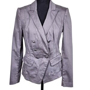WHITE HOUSE BLACK MARKET Women's Gray Double Breasted Casual Trophy Jacket Sz 10